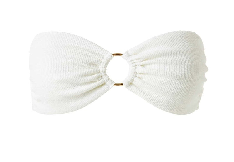 White Designer Strapless Bikini: Tortola Top with Ridges