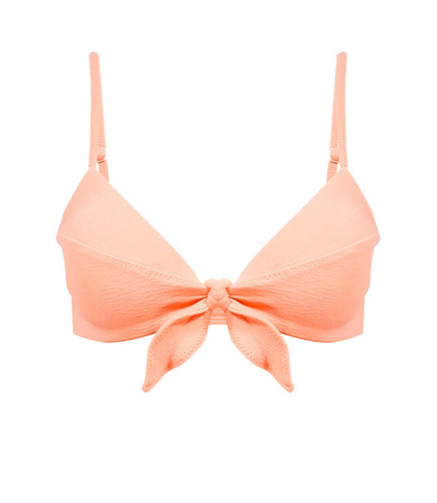 Boucle Knot Bralette Peach Bikini Top