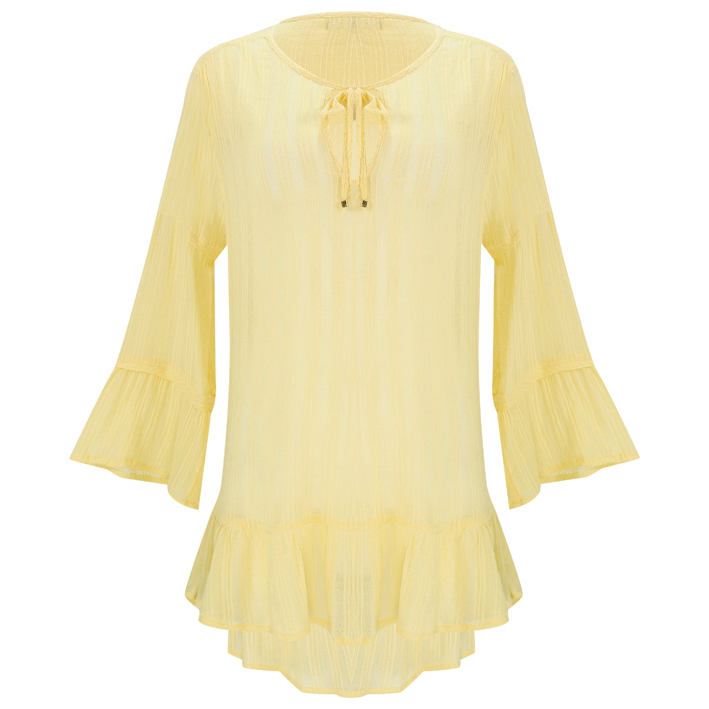 Load image into Gallery viewer, Solid Ruffle Tunic Yellow
