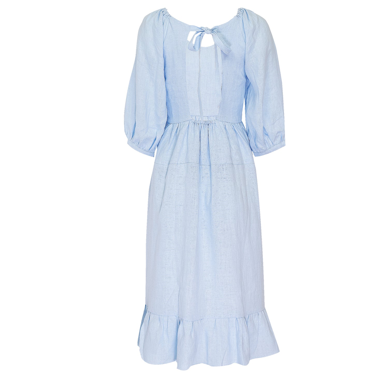 Load image into Gallery viewer, Baby Blue Linen Dress With Frill
