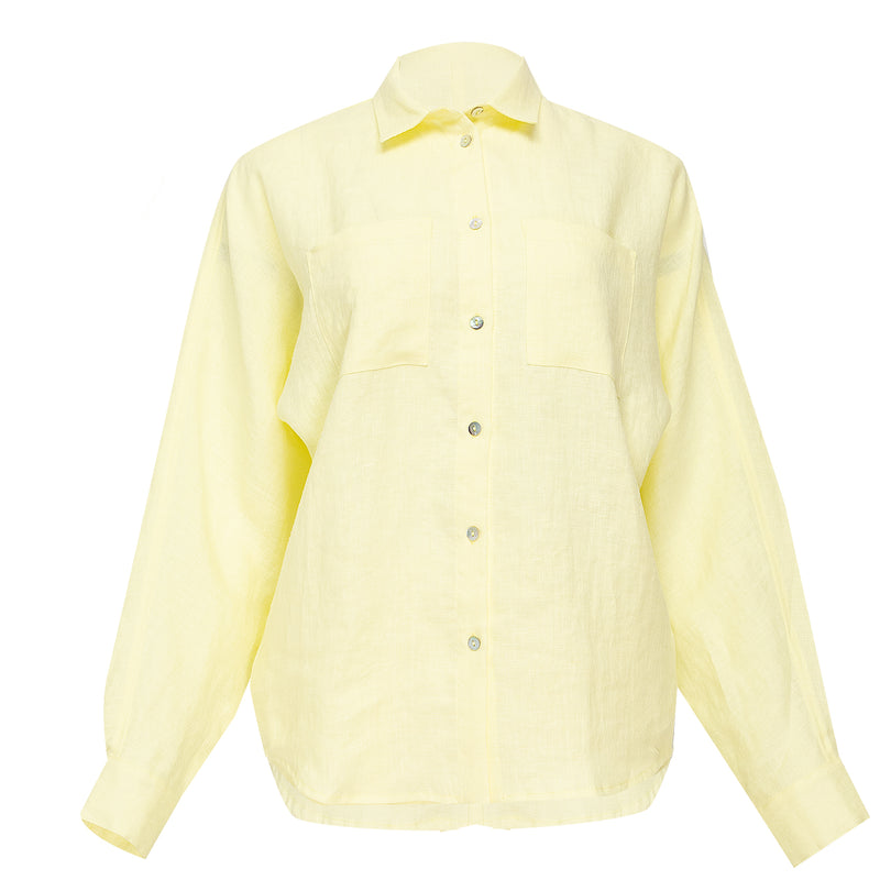 Lemon Yellow Linen Shirt