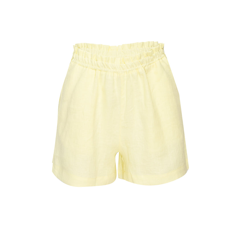 Lemon Yellow Linen Shorts