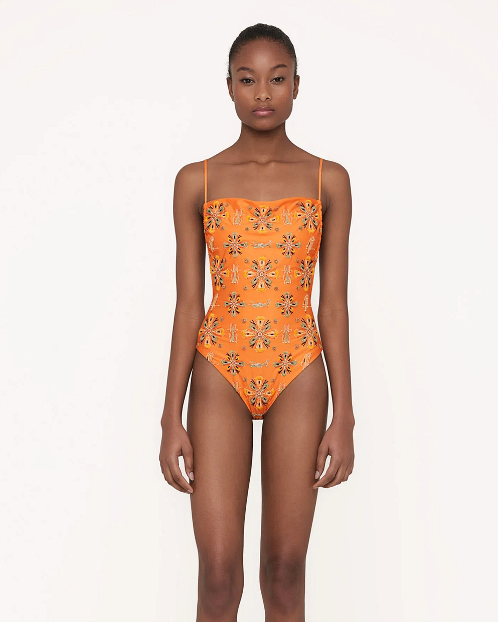 Load image into Gallery viewer, Square Neck Swimming Costume in Orange
