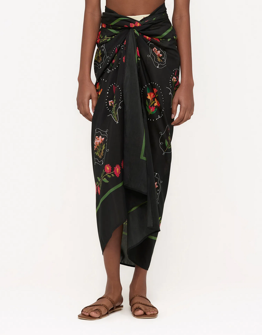 Black Sarong in Floral Print