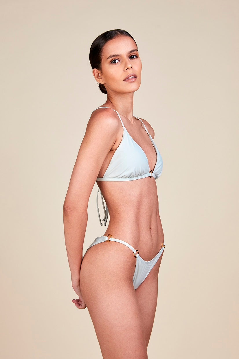 Load image into Gallery viewer, Ruched String Bikini Bottom Aqua Dorado
