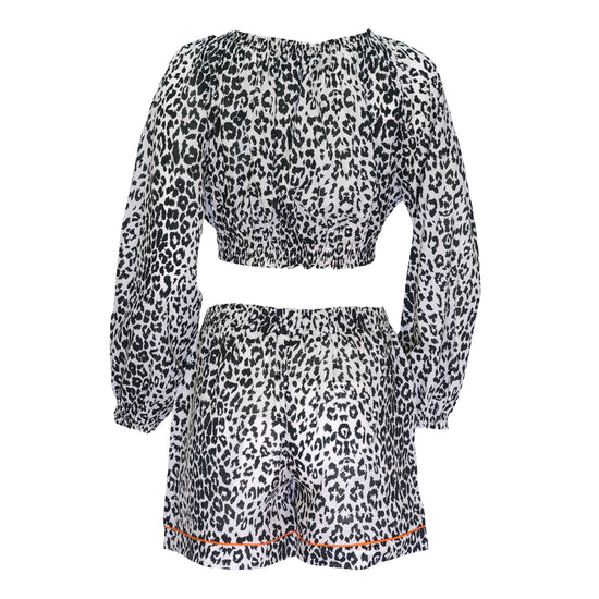 Load image into Gallery viewer, Tullia Off Shoulder and Tali Short Leopard

