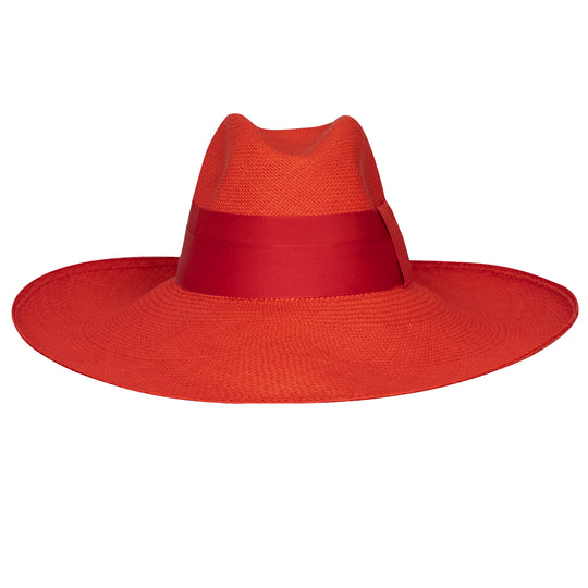 Load image into Gallery viewer, Antibes Clasico Wide Brim Scarlet Red Hat With Red Band
