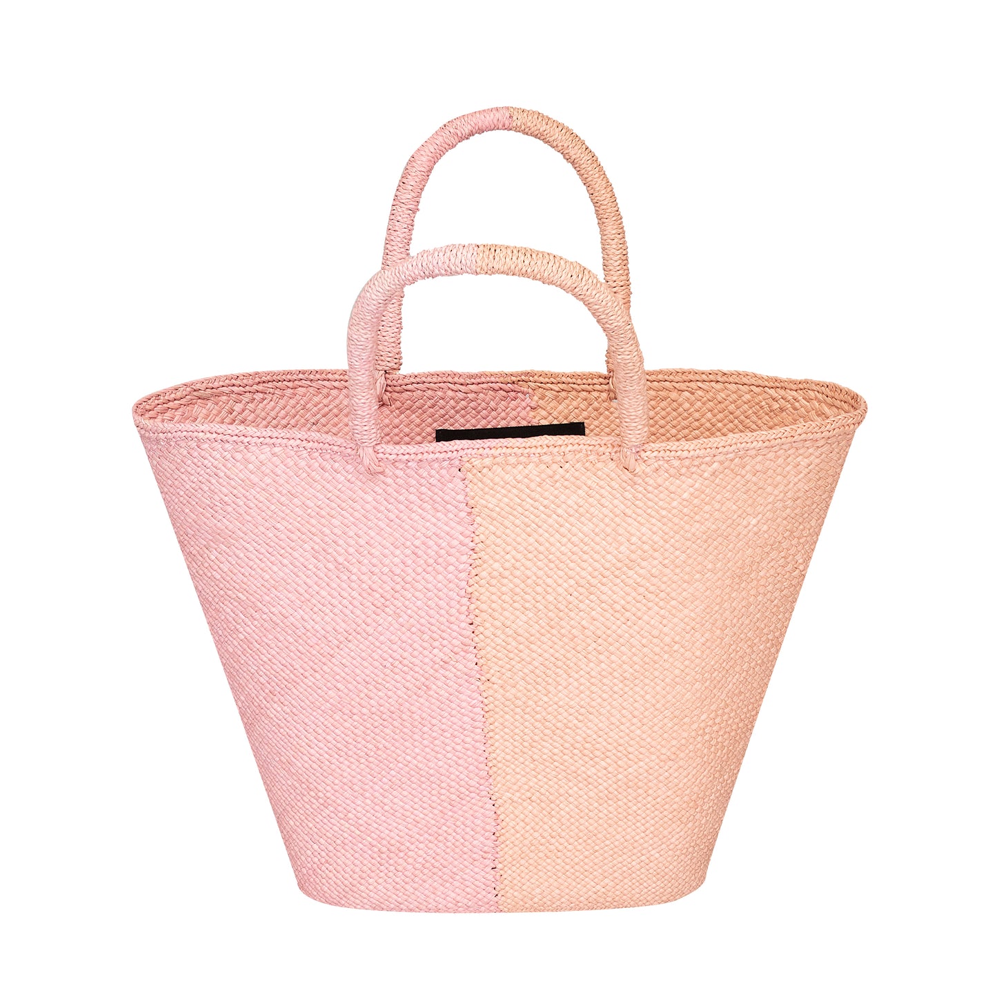 Capri Small Straw Two-Tone Tote Small Bag Pink & Coral