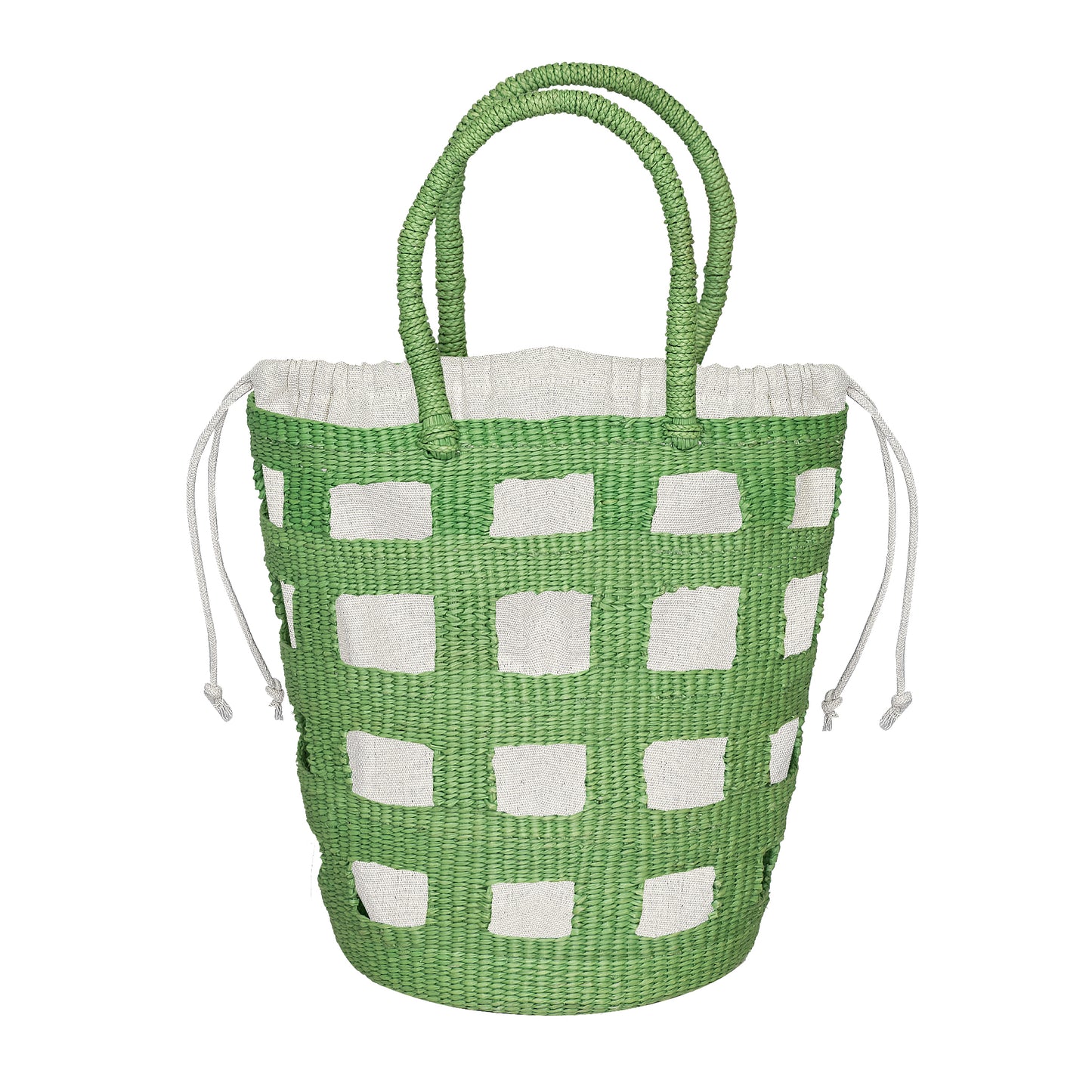 Paros Small Straw Vented Tote Bag Parrot Green