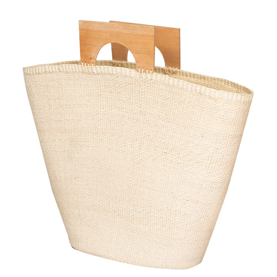 Sua Straw Tote Large Bag Natural & Wood Handle