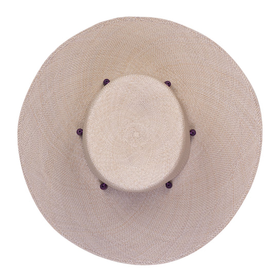 Tolouse Bolivar Wide Brim Lavander Hat With Oval Tagua Beads