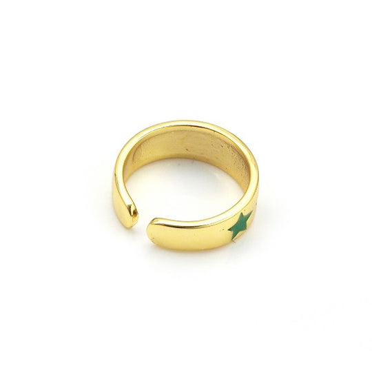 Colorful Multi Star Adjustable Ring Green