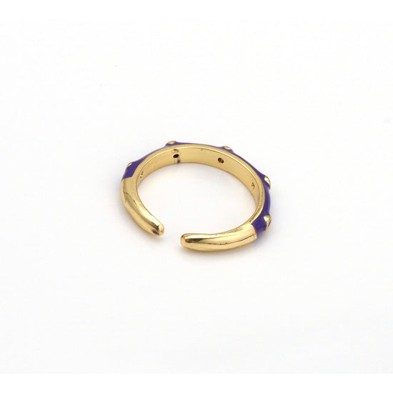 Load image into Gallery viewer, Enamel Round Bamboo Joint Stacked Ring Light Purple
