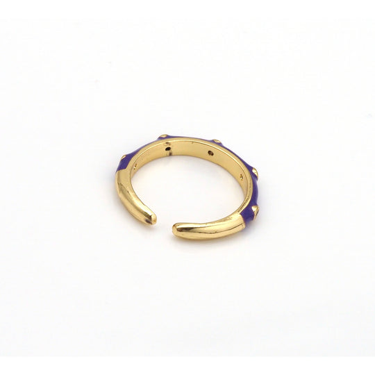 Enamel Round Bamboo Joint Stacked Ring Pink #3