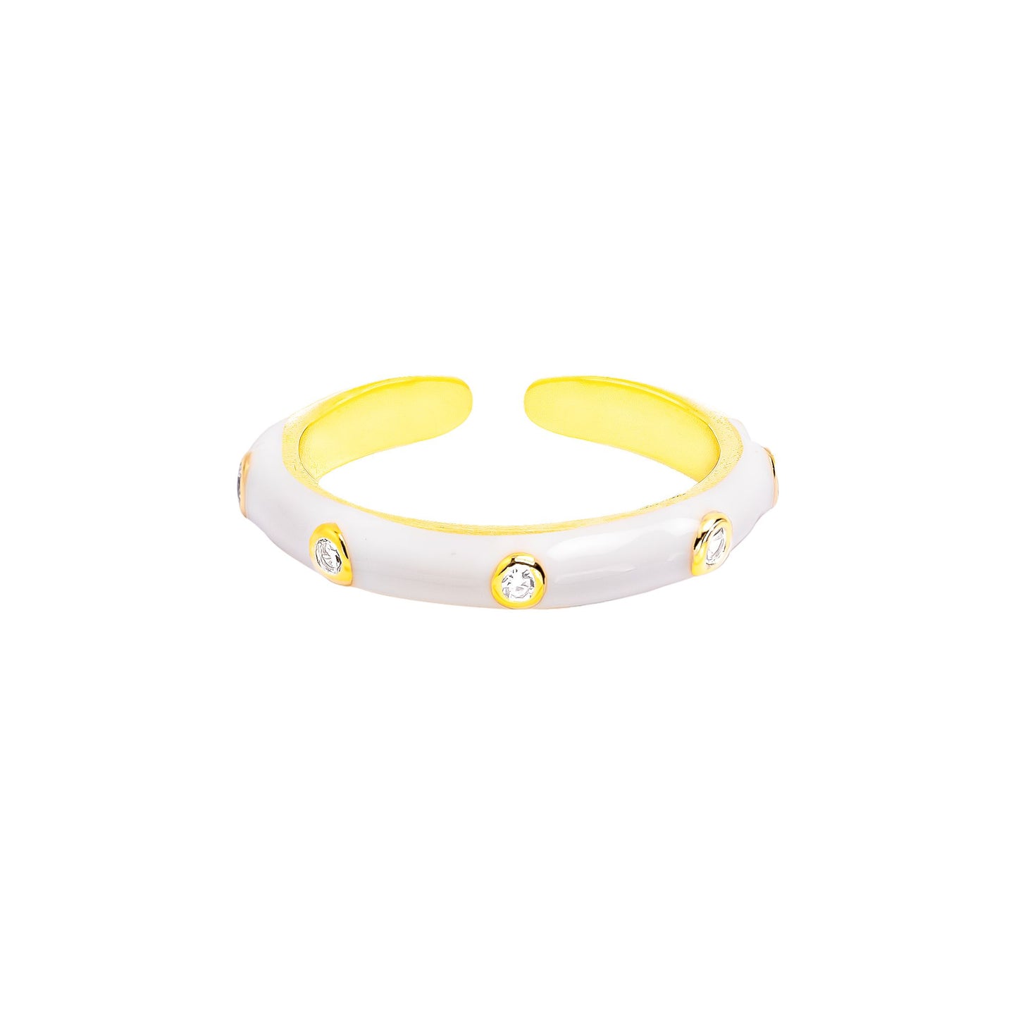 Enamel Round Bamboo Joint Stacked Ring White #1