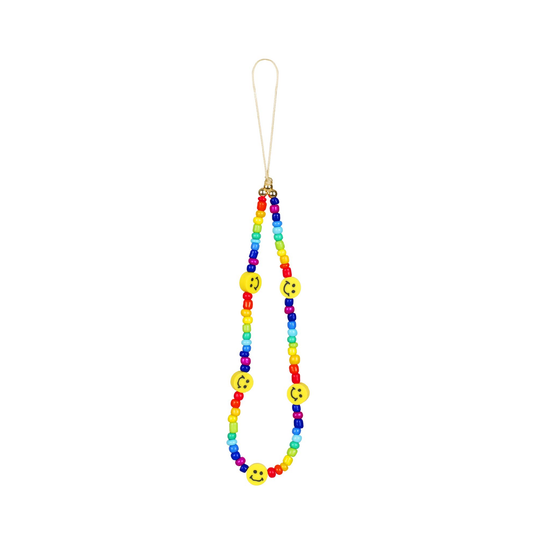 Smiley Face Beaded Rainbow Mobile Phone Charm Strap