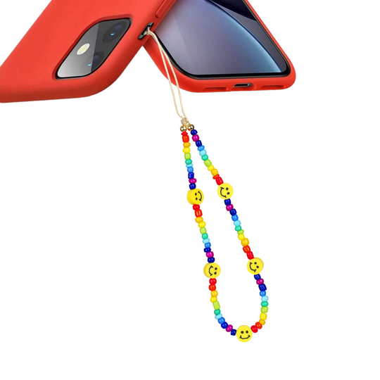 Smiley Face Beaded Rainbow Mobile Phone Charm Strap