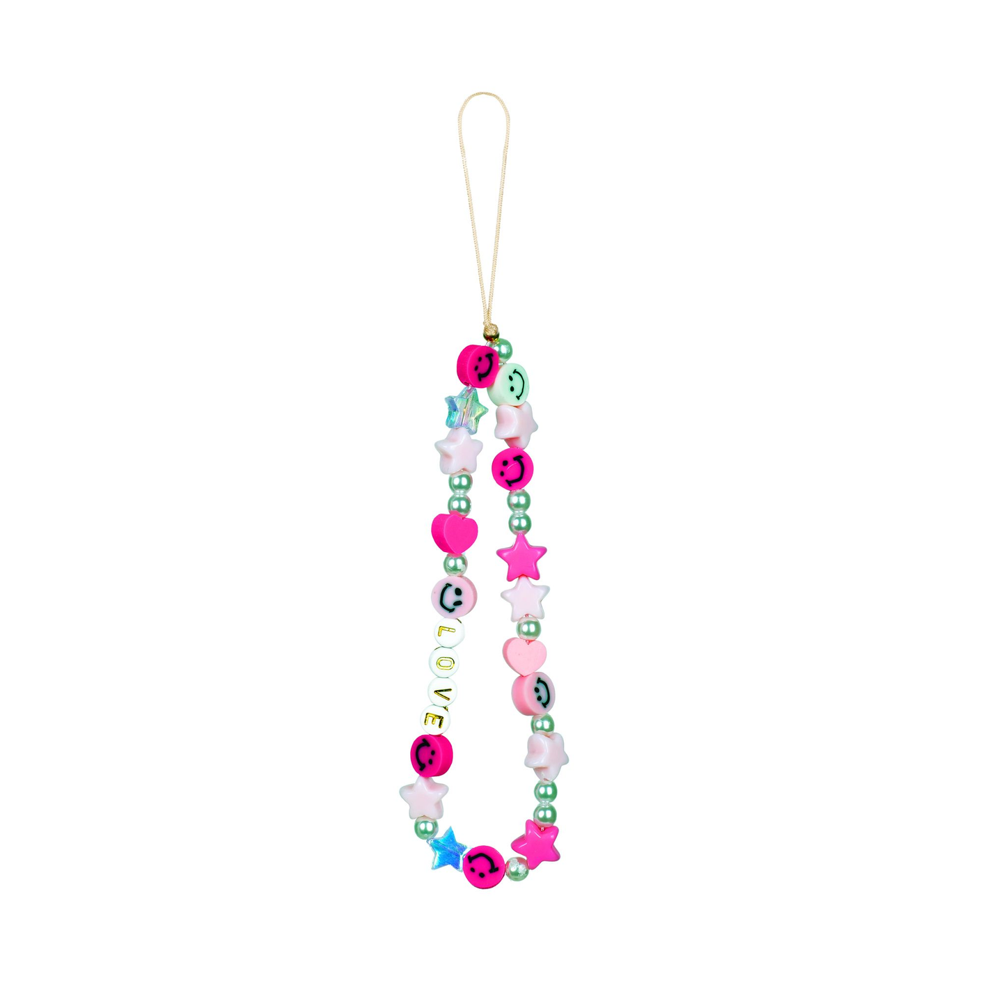 Smiley Face Pink Mobile Phone Charm Strap