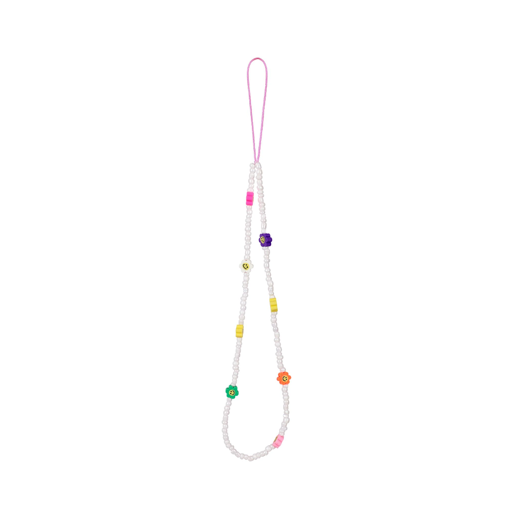 Smiley White Pearl Mobile Phone Charm Strap