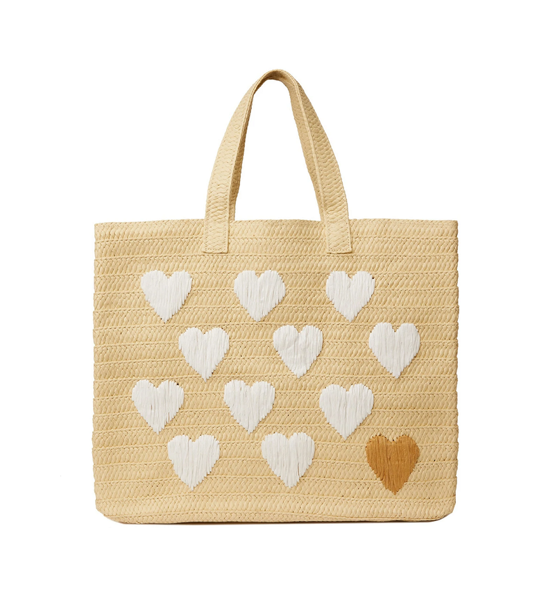 Be Mine Tote Beach Bag Natural/White