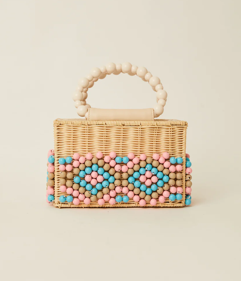 Dasha Beaded Bag Natural Pink Rainbow