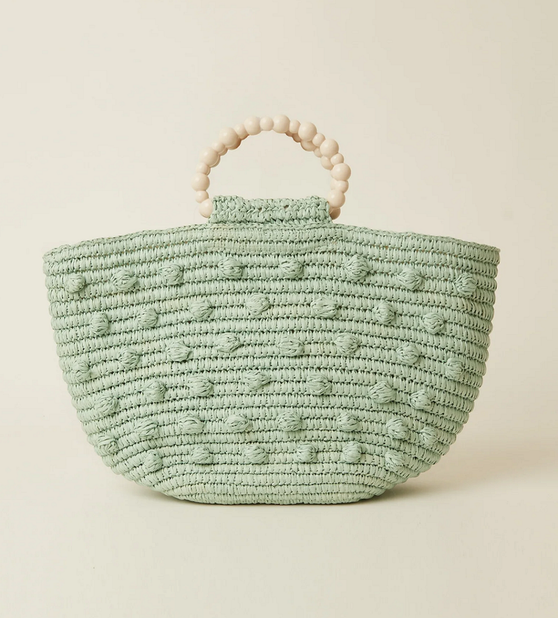 Opal Pom Pom Hand Bag Mint