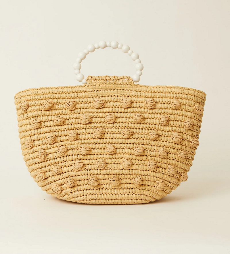 Opal Pom Pom Hand Bag Natural