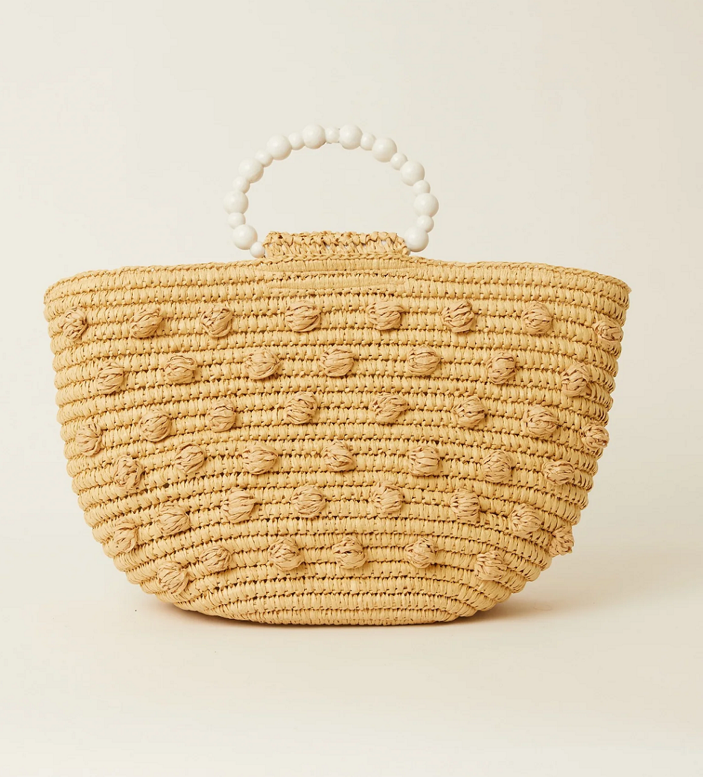 Load image into Gallery viewer, Opal Pom Pom Hand Bag Natural
