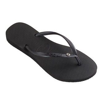 Womens Slim Crystal Glamour Flip Flops Black