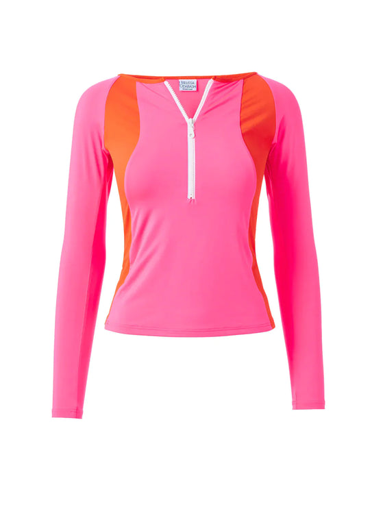 Load image into Gallery viewer, Bondi Sports Pink/Orange Bikini Top - Rash Vest
