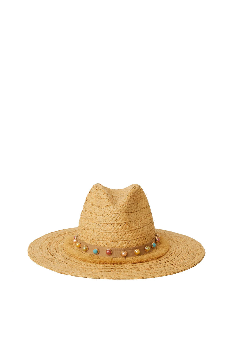 Bree Pearl Hat Natural/Rainbow