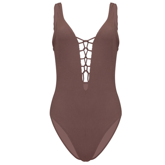 Hailey Lace Up One Piece Lanzarote Chocolate