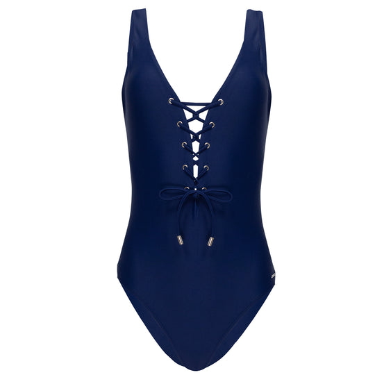 Monica Lace Up One Piece Blueberry Navy - One Piece