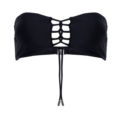 Scarlett Lace Up Bandeau Black - Bikini Top