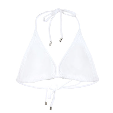 Ainsley Triangle Halter Top White - Bikini Top