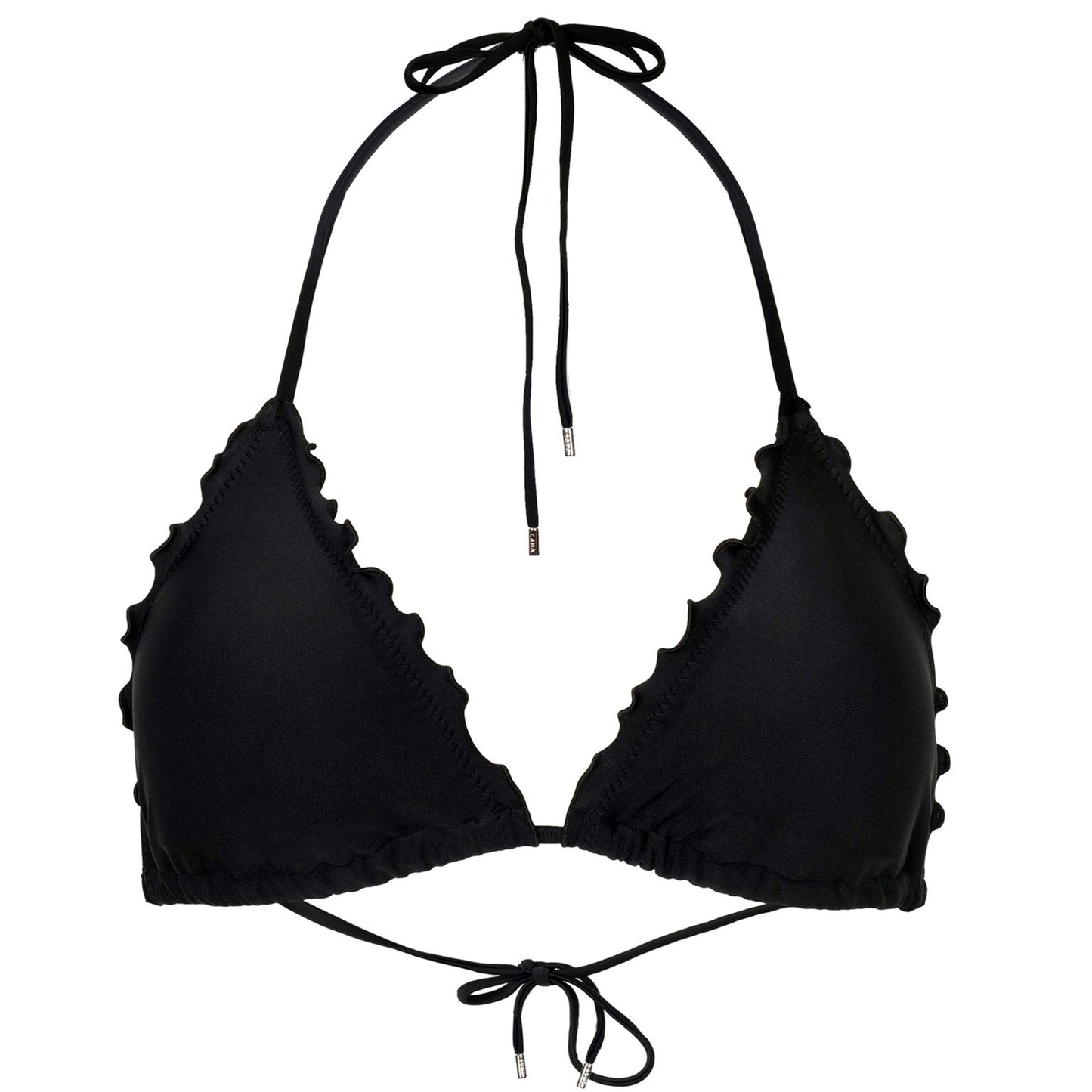 Load image into Gallery viewer, Michelle Frill Triangle Top Black - Bikini Top

