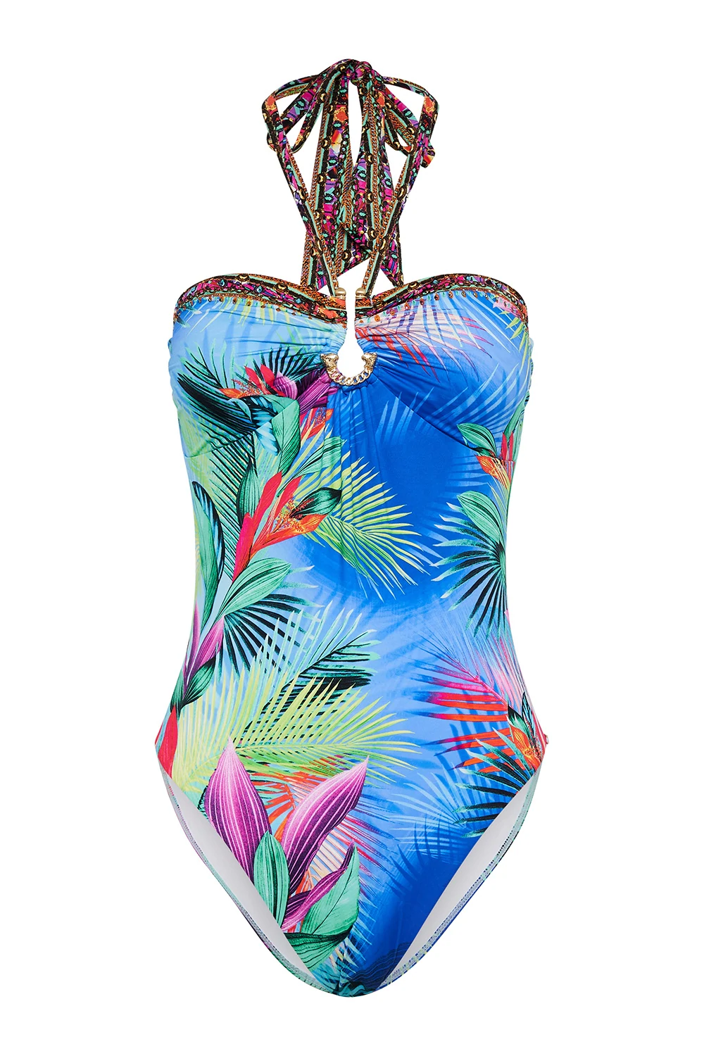 Load image into Gallery viewer, Camilla One Piece Bandeau Swimsuit in Blue

