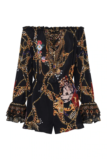 Sexy Black Playsuit with Drop Shoulder | Summer Playsuit