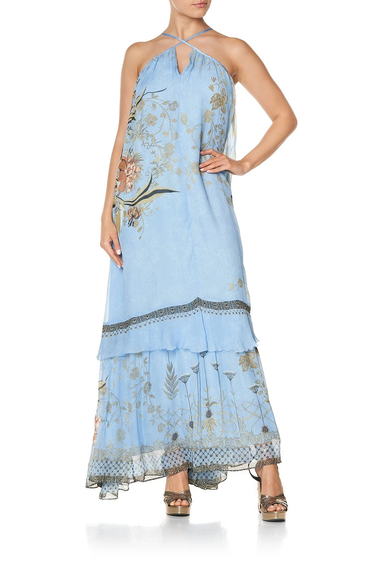 Keyhole Neck Long Dress Fairy Fountain - Dress