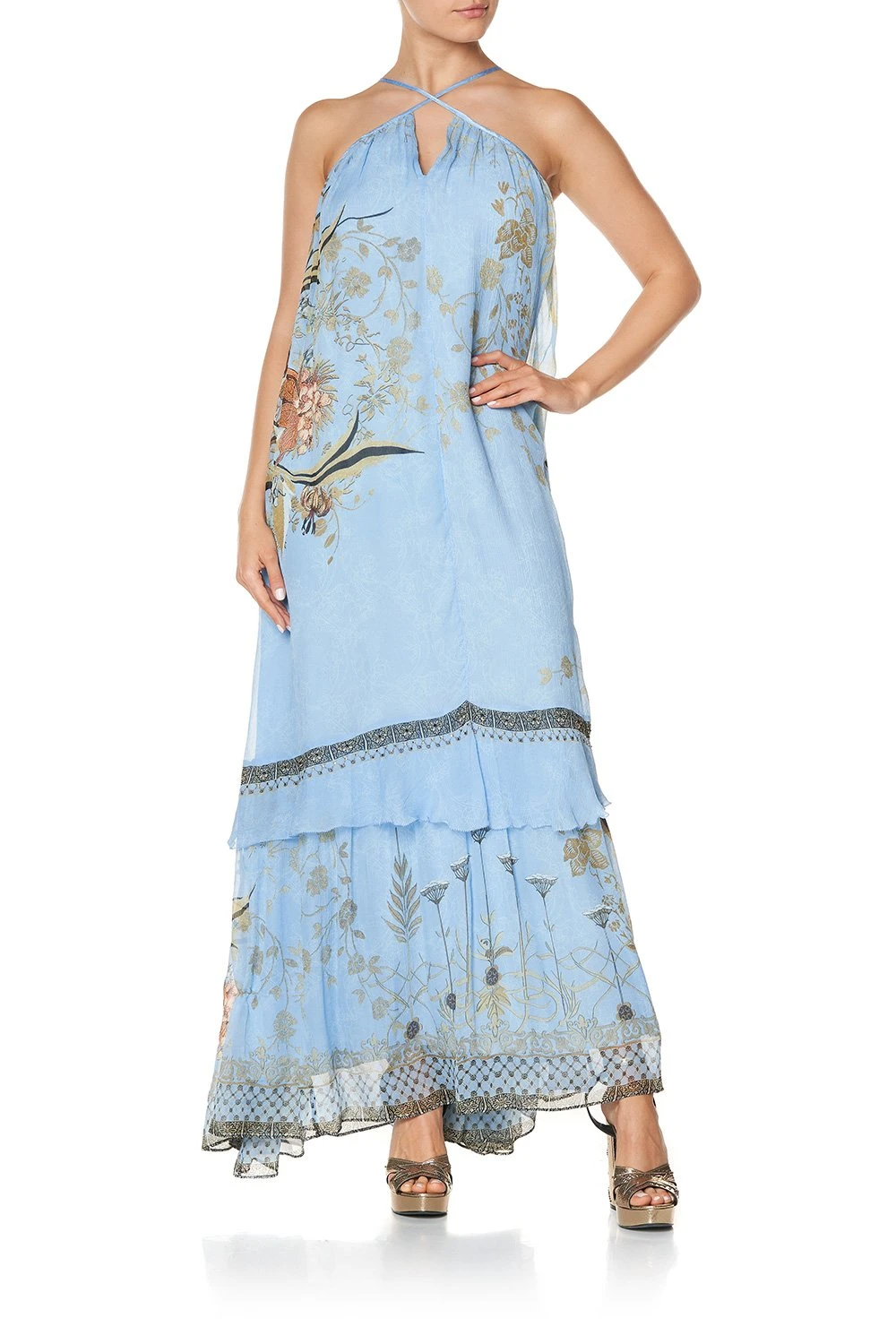 Load image into Gallery viewer, Keyhole Neck Long Dress Fairy Fountain - Dress
