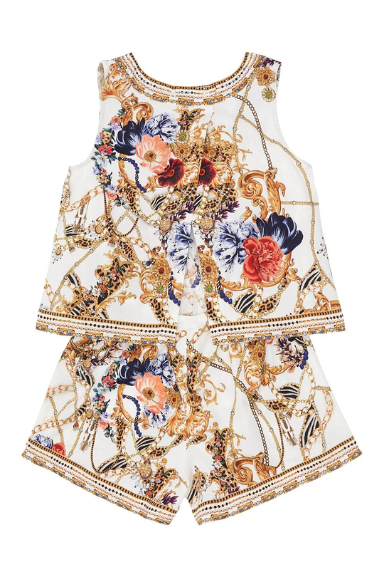 White Open Back Playsuit with Florals