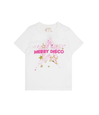 Kids White T Shirt With Pink/Gold Glitter