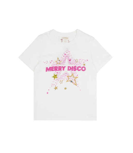 Kids White T Shirt With Pink/Gold Glitter