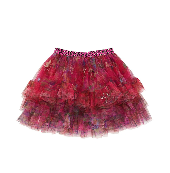 Tiered Red Skirt With Frills