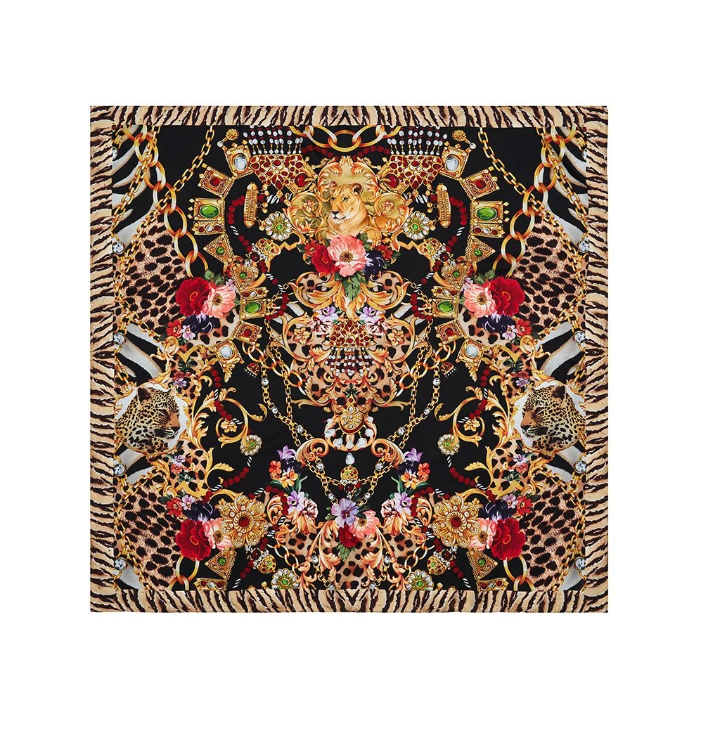 Load image into Gallery viewer, Printed Womens Scarf in Black/Gold
