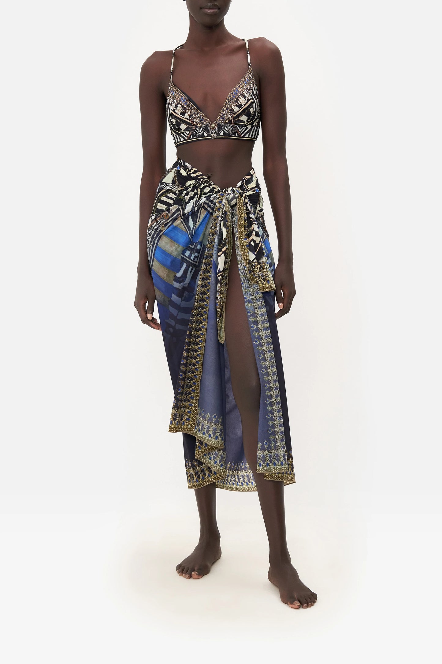 Animal Print Sarong with Metallic Chain Details | Camilla