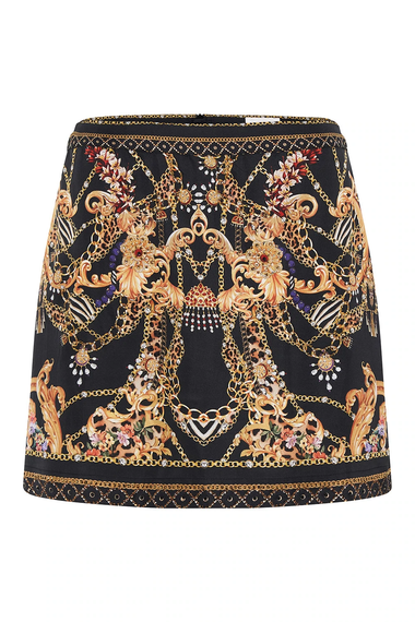 Printed Mini Skirt in Black/Gold