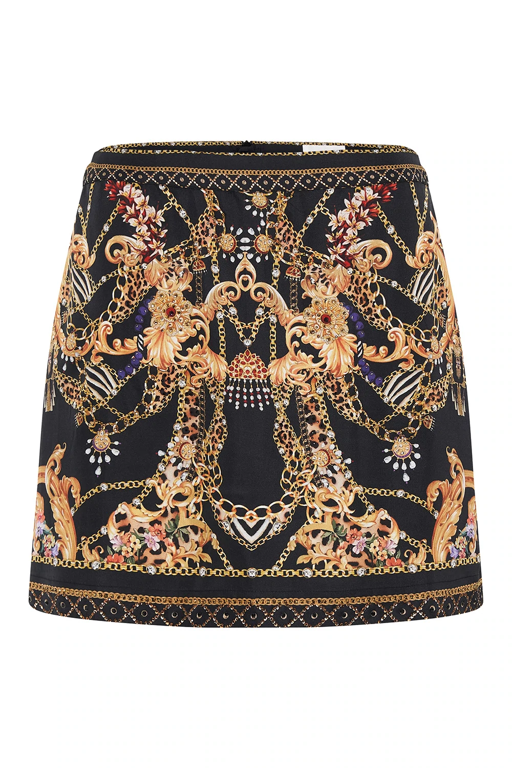 Load image into Gallery viewer, Printed Mini Skirt in Black/Gold
