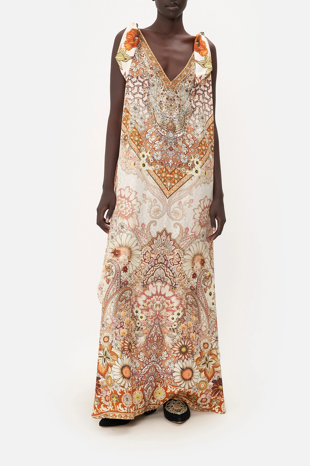 Load image into Gallery viewer, paisley print embellished kaftan dress
