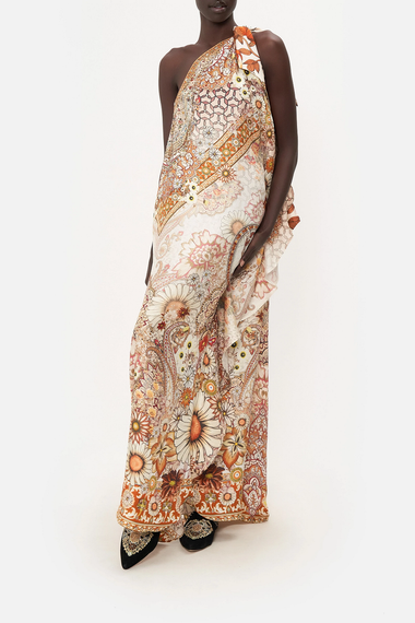 floral paisley print kaftan with shoulder ties